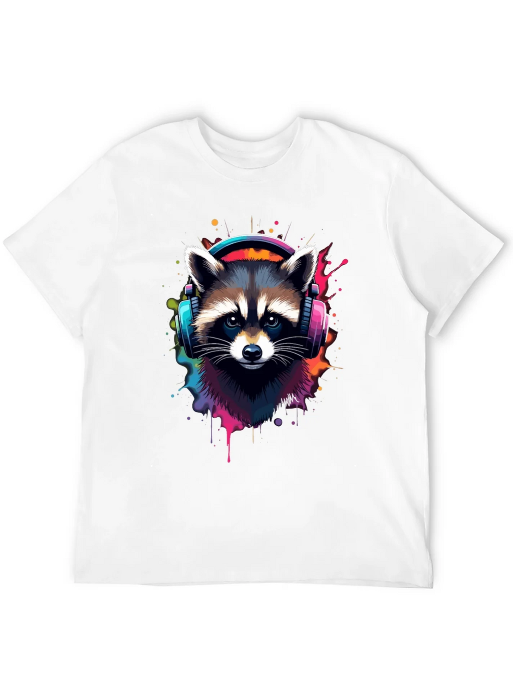 Cool Raccoon Headphone Black Tee product image 11