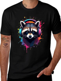 Cool Raccoon Headphone Black Tee product image 1
