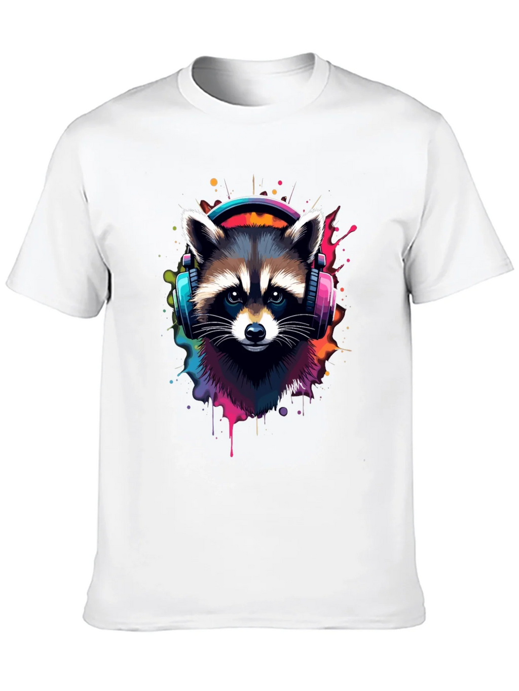 Cool Raccoon Headphone Black Tee product image 9