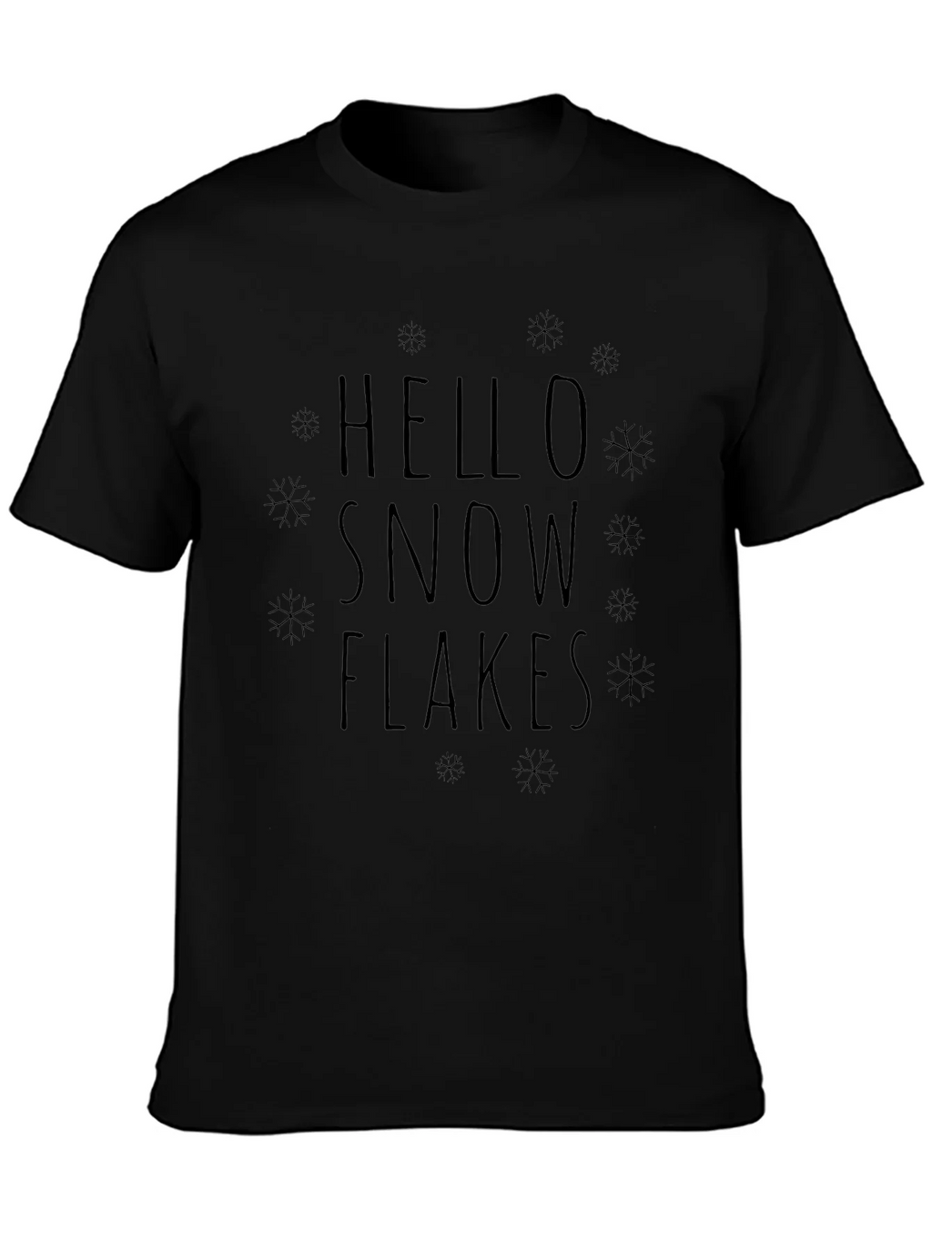 Hello Snowflakes Graphic Tee - Black Cotton Blend product image 2