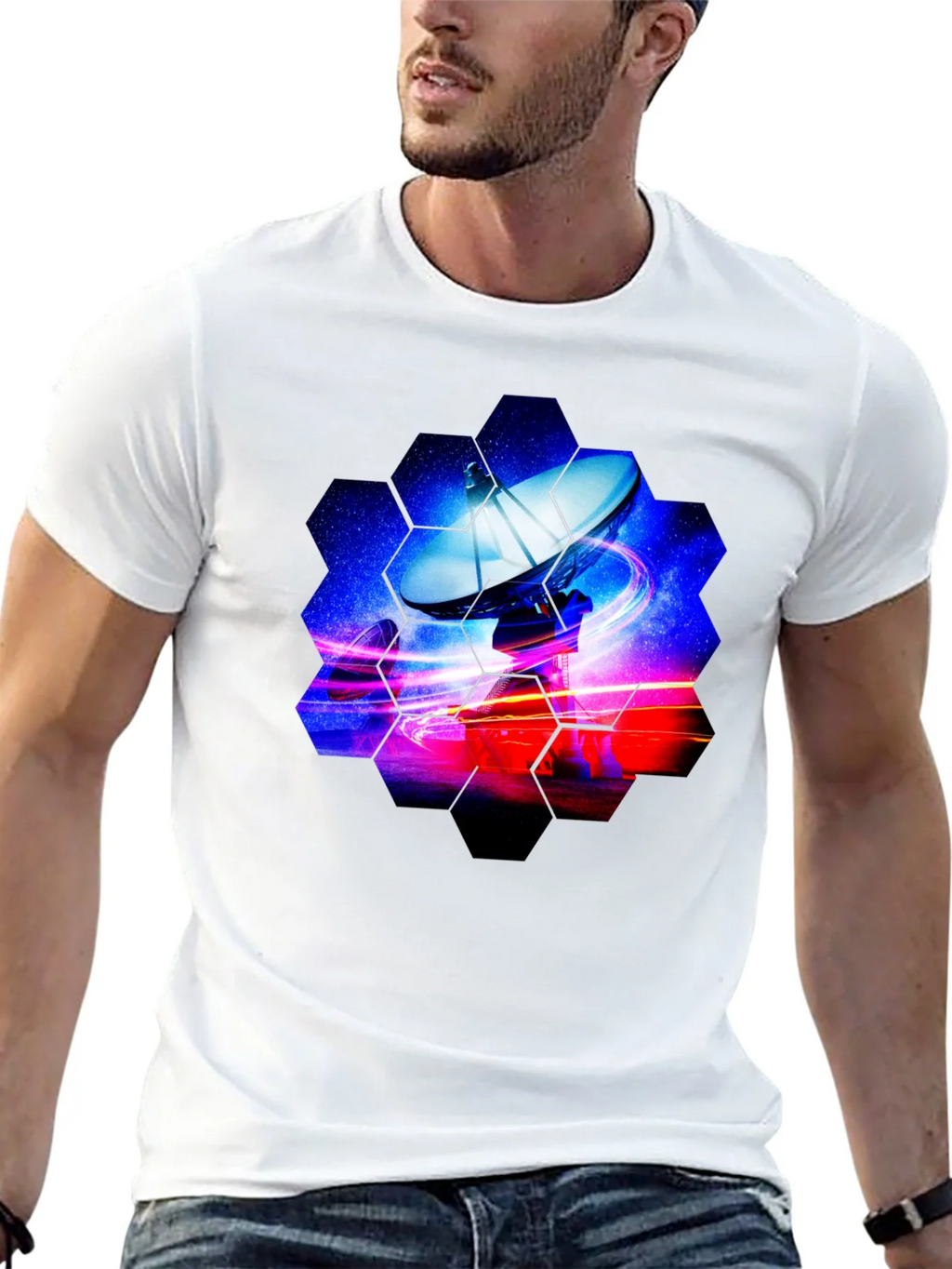 Cosmic Satellite Black T-Shirt product image 12