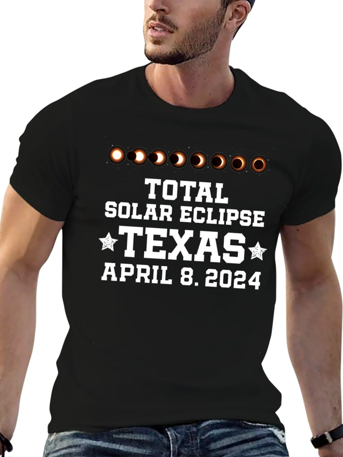 Total Solar Eclipse Texas April 8 2024 Black T-Shirt product image 3