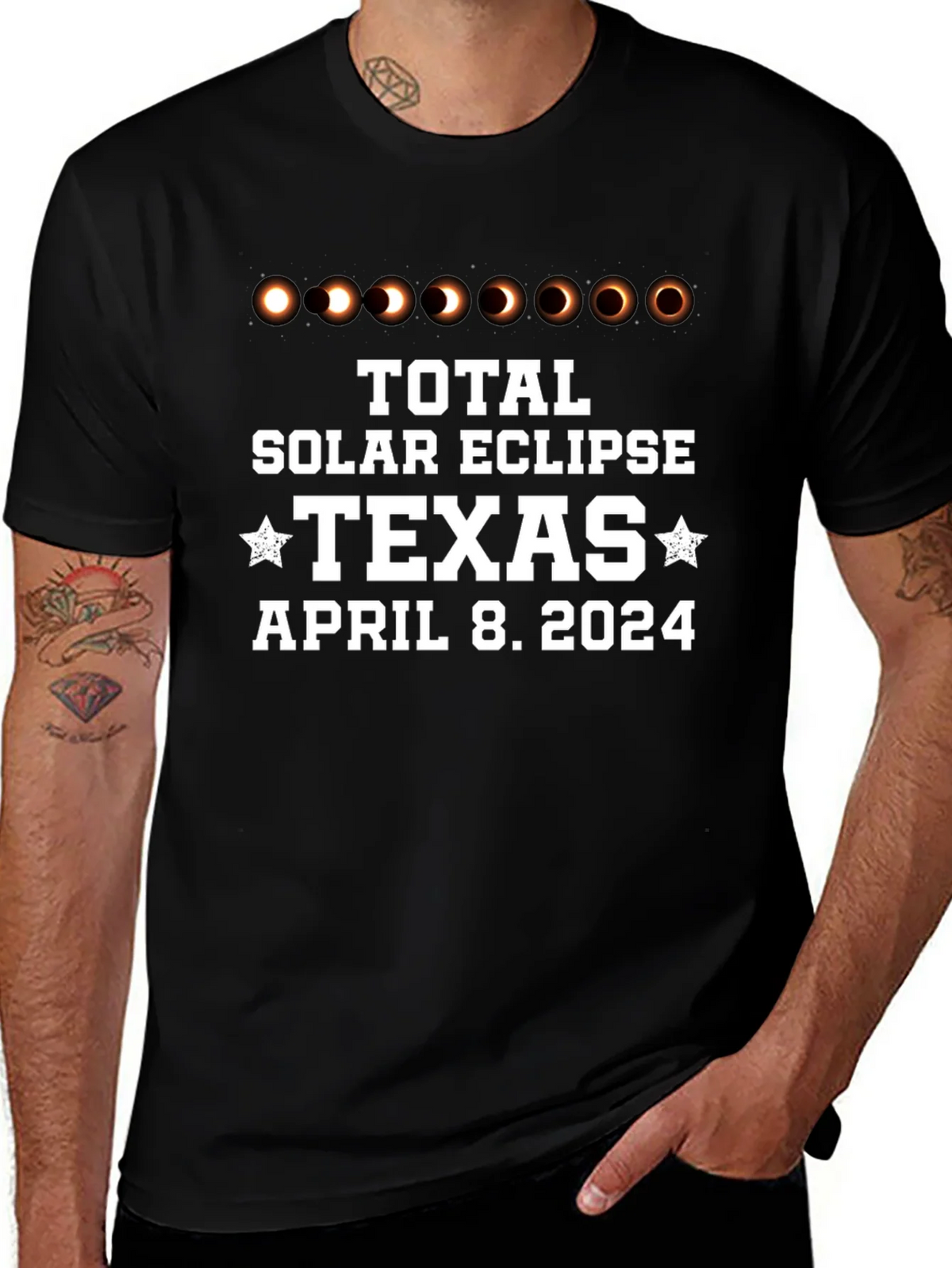 Total Solar Eclipse Texas April 8 2024 Black T-Shirt product image 1