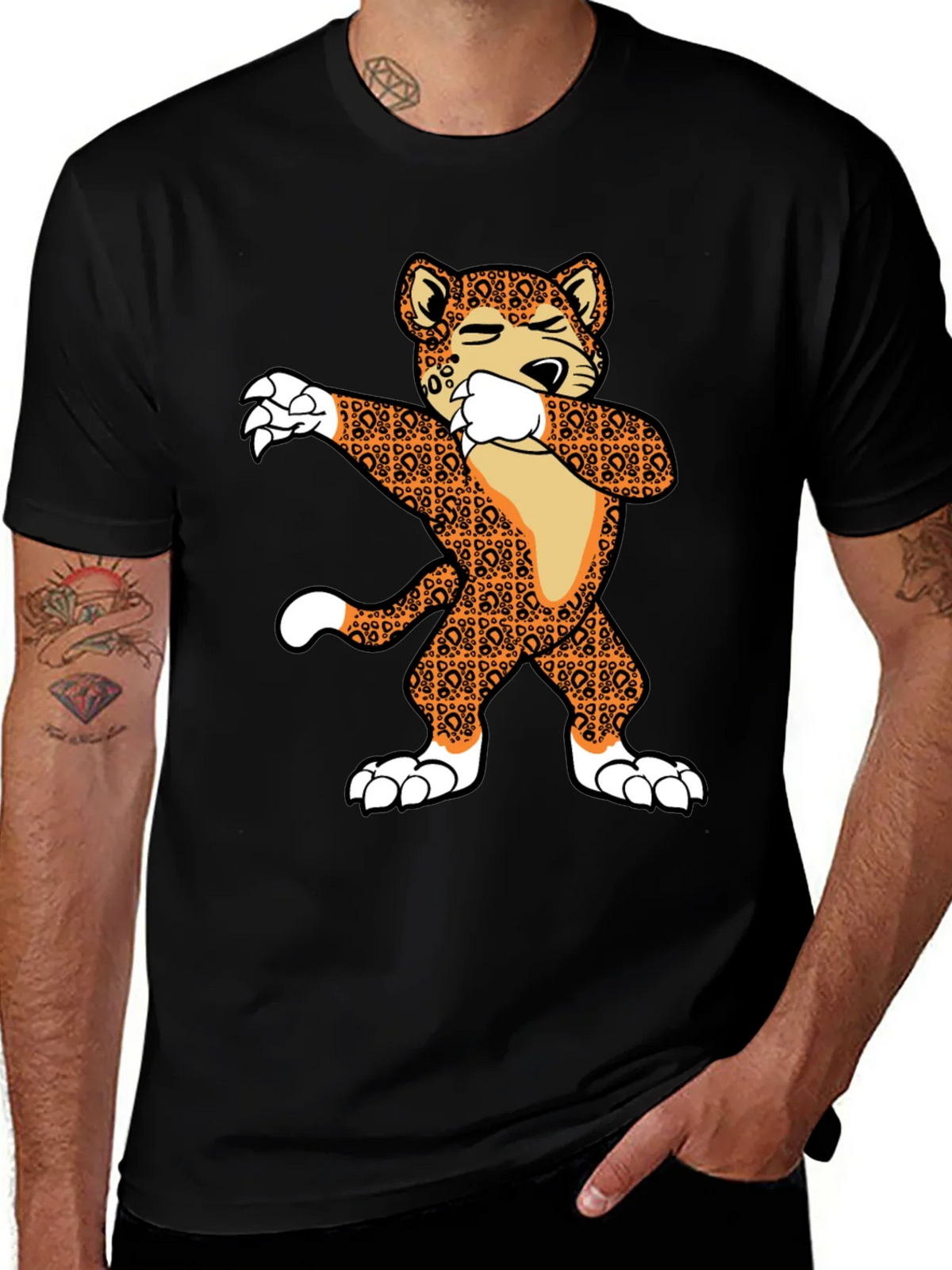Dabbing Leopard Graphic T-Shirt product image 1
