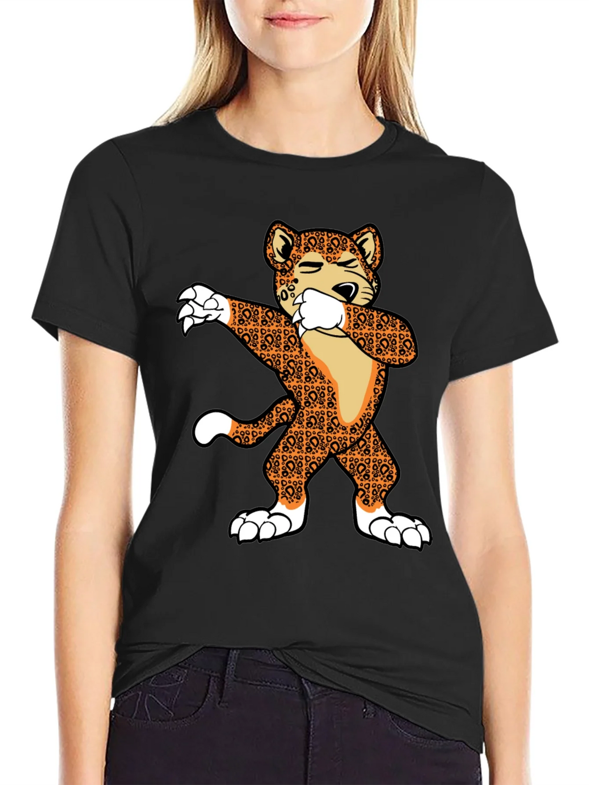 Dabbing Leopard Graphic T-Shirt product image 2