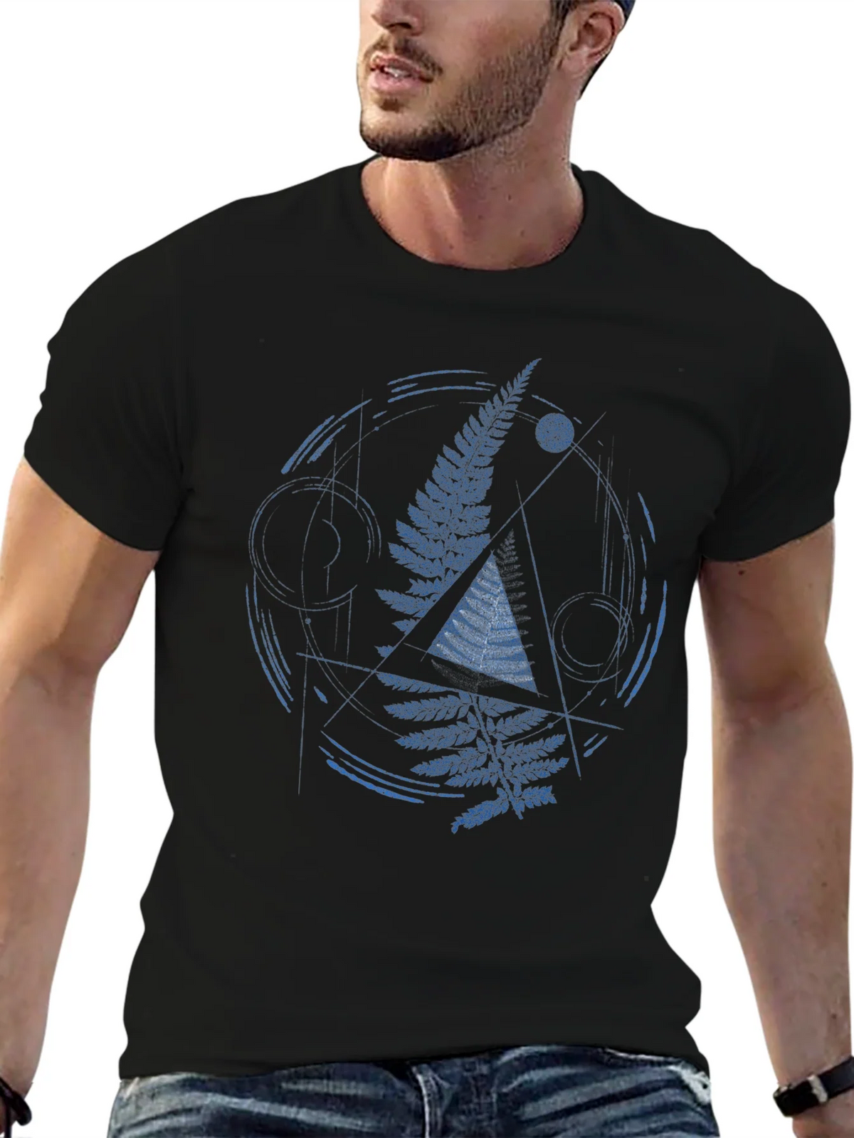 Geometric Fern Graphic Print Mens T-Shirt product image 6
