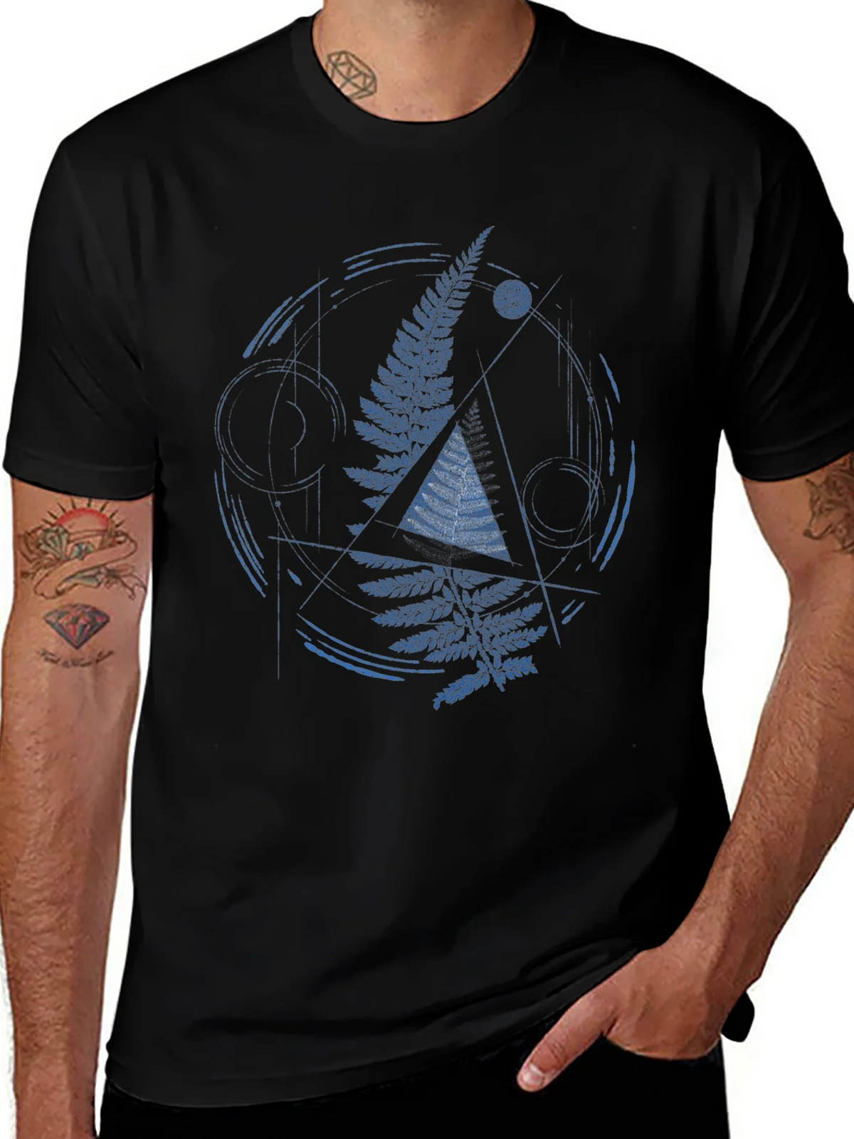 Geometric Fern Graphic Print Mens T-Shirt product image 1