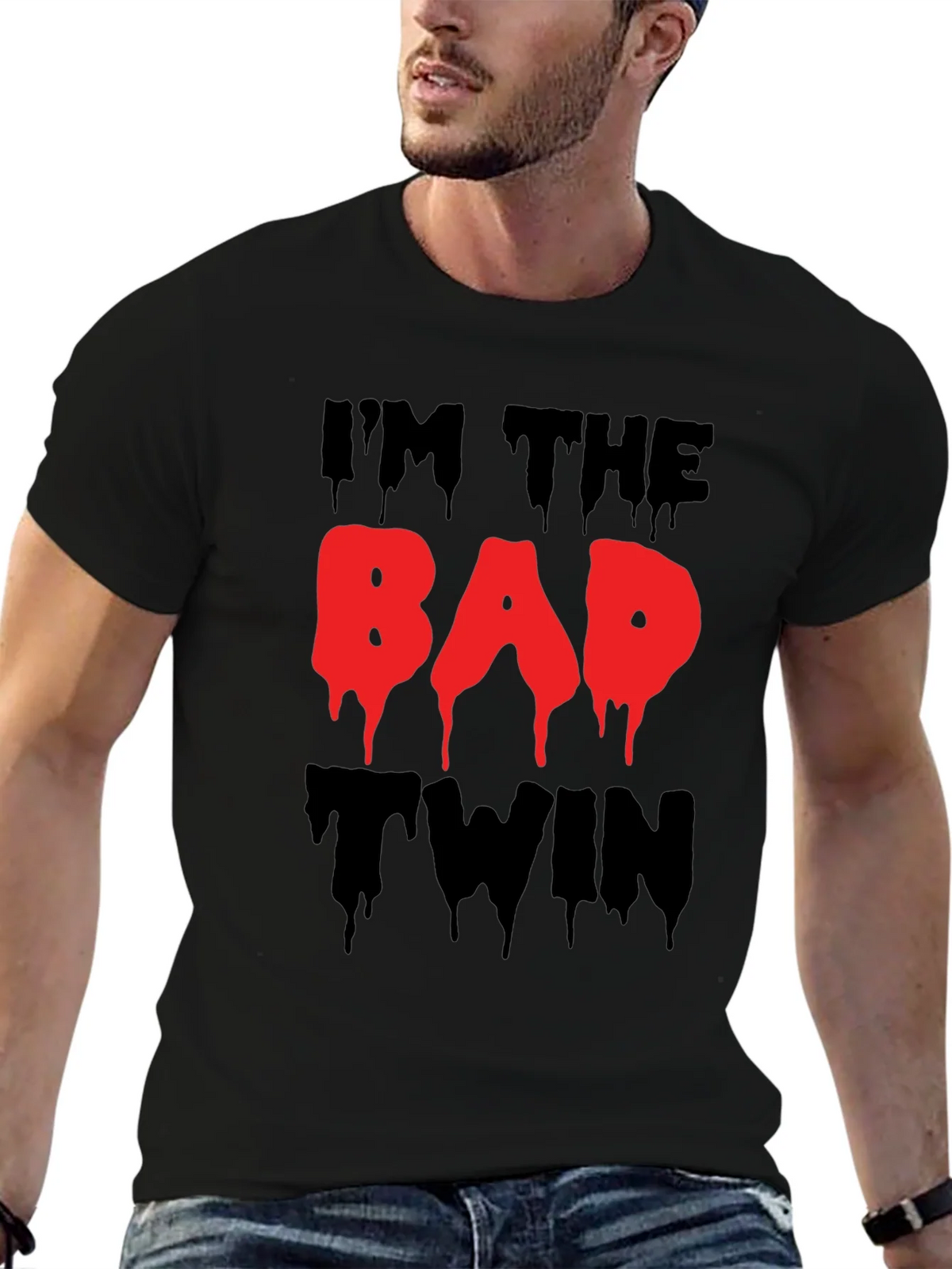 Im The Bad Twin Funny Graphic T-Shirt product image 5