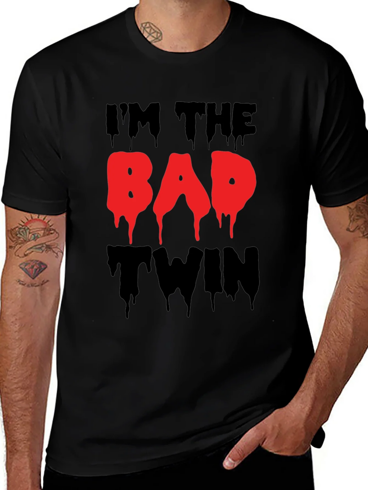 Im The Bad Twin Funny Graphic T-Shirt product image 1