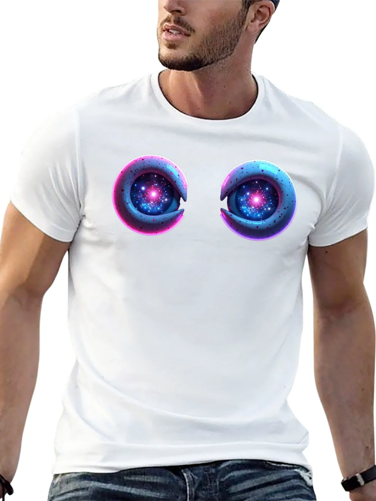 Cosmic Eyes Black Graphic T-Shirt product image 12