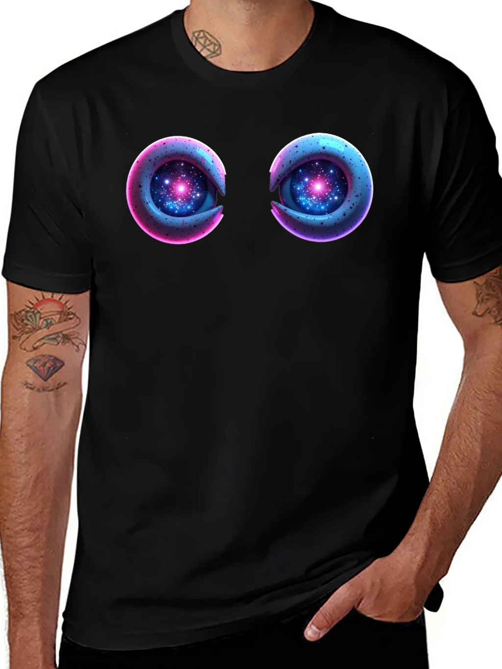 Cosmic Eyes Black Graphic T-Shirt product image 1