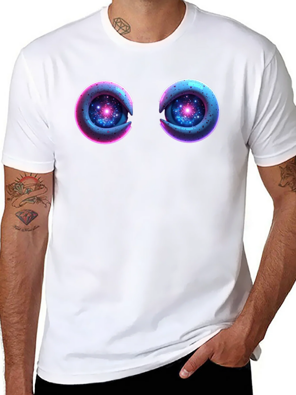 Cosmic Eyes Black Graphic T-Shirt product image 7