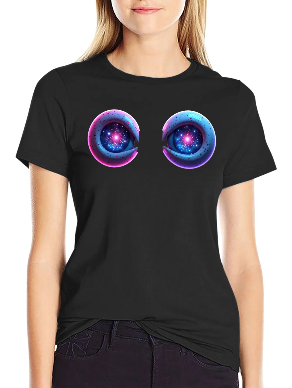 Cosmic Eyes Black Graphic T-Shirt product image 2