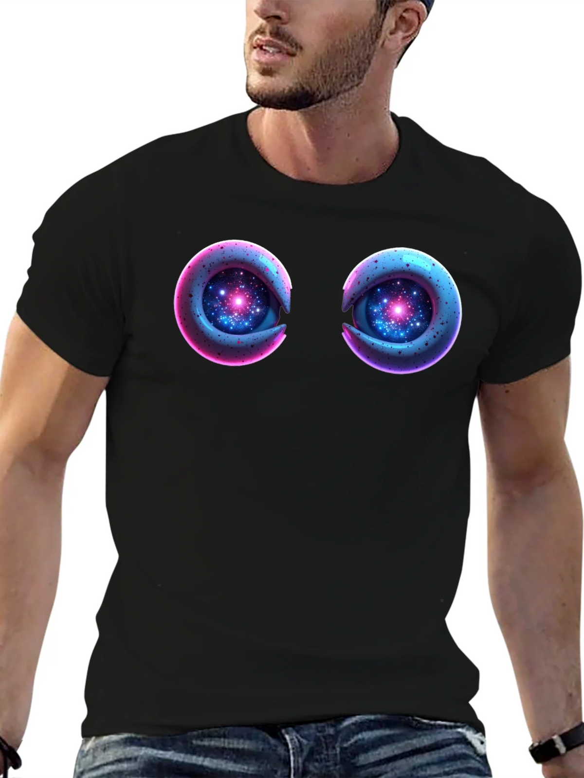 Cosmic Eyes Black Graphic T-Shirt product image 6