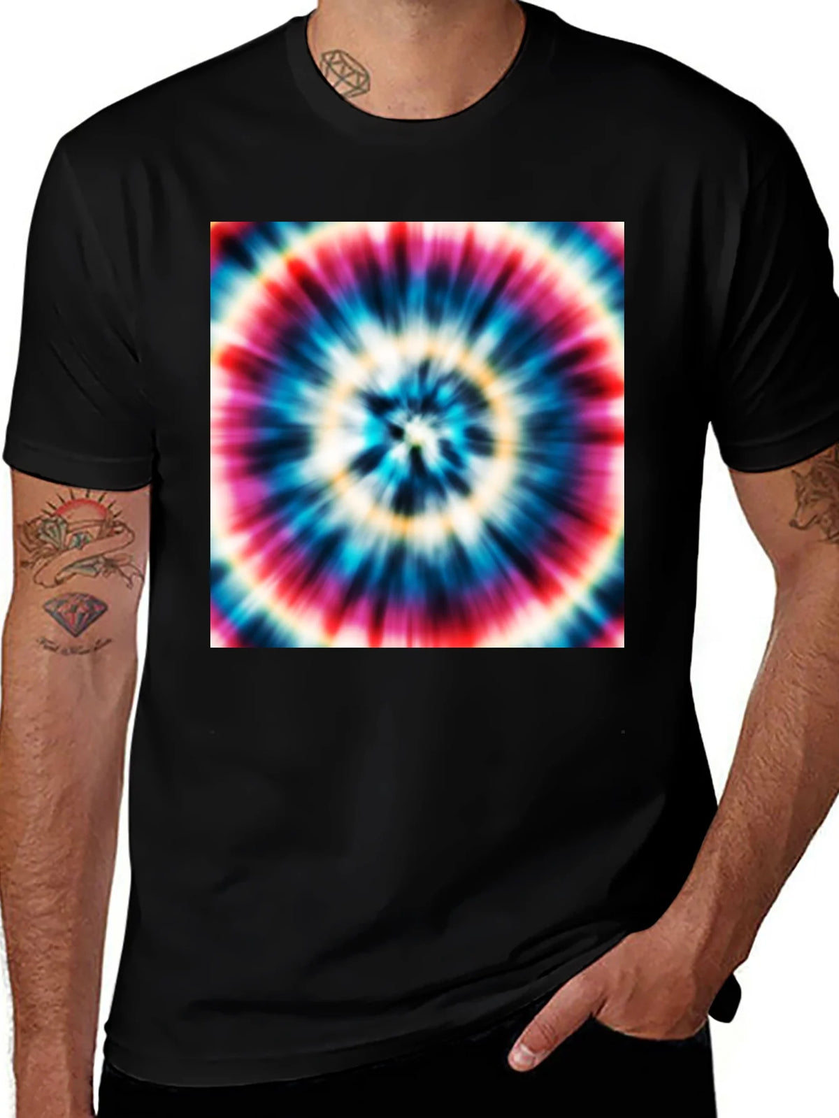 Tie Dye Swirl Graphic Black T-Shirt product image 1
