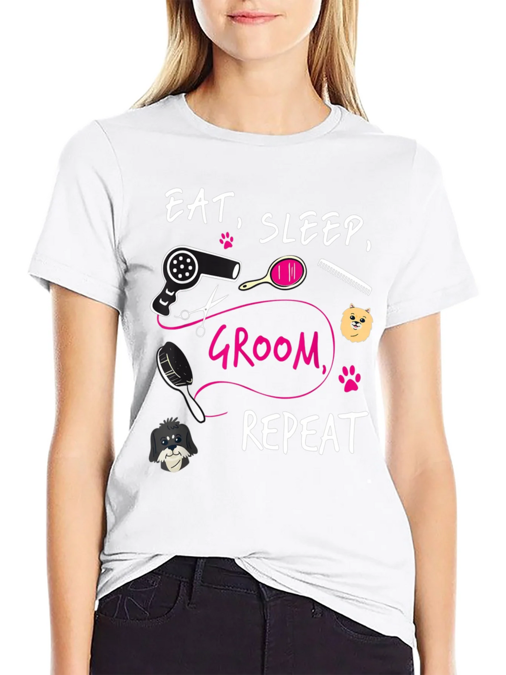 Eat Sleep Groom Repeat Graphic Tee - Dog Grooming Shirt product image 8