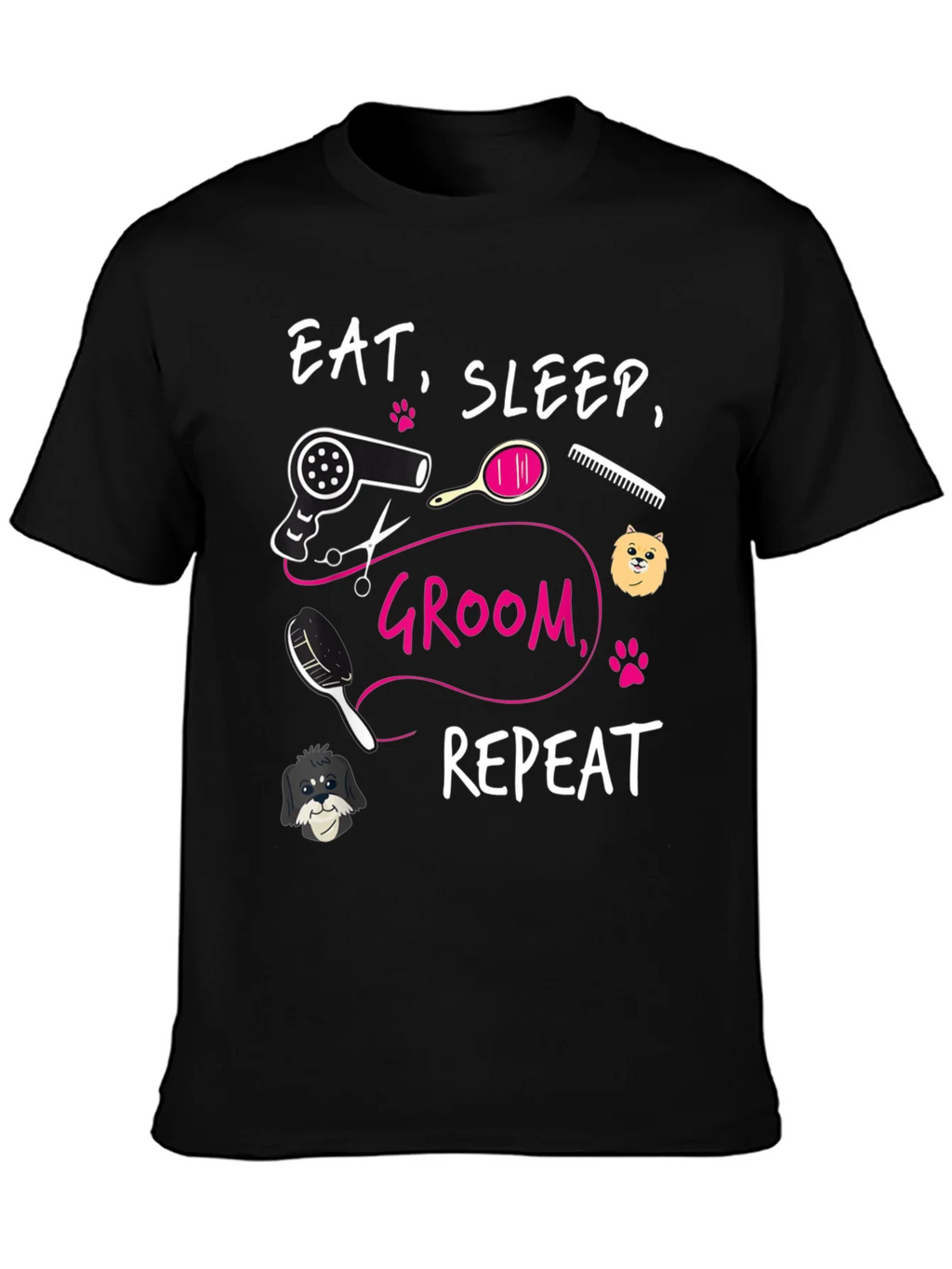 Eat Sleep Groom Repeat Graphic Tee - Dog Grooming Shirt product image 3