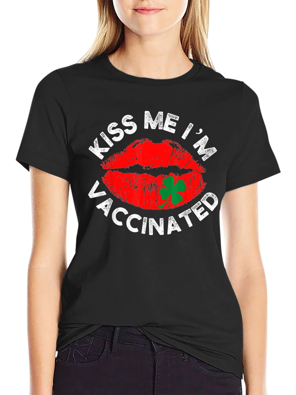 Kiss Me Im Vaccinated T-Shirt St. Patricks Day product image 2