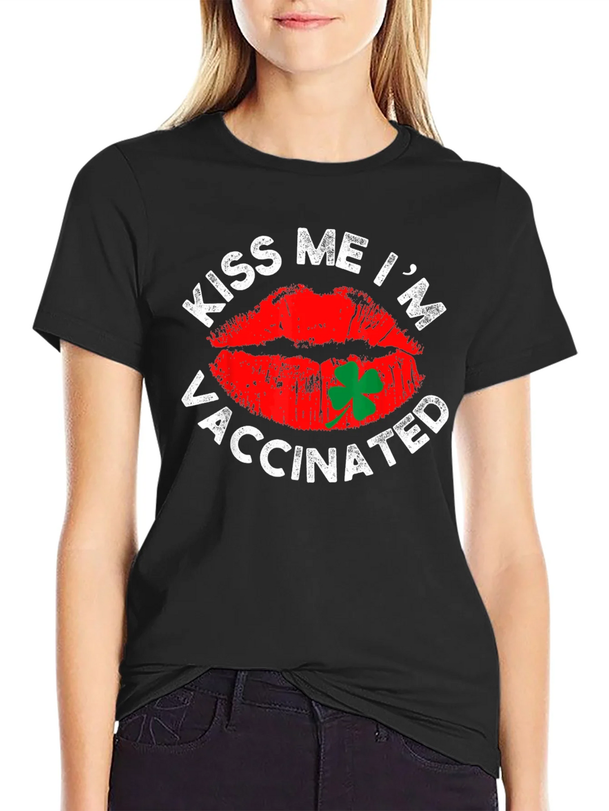 Kiss Me Im Vaccinated T-Shirt St. Patricks Day product image 2
