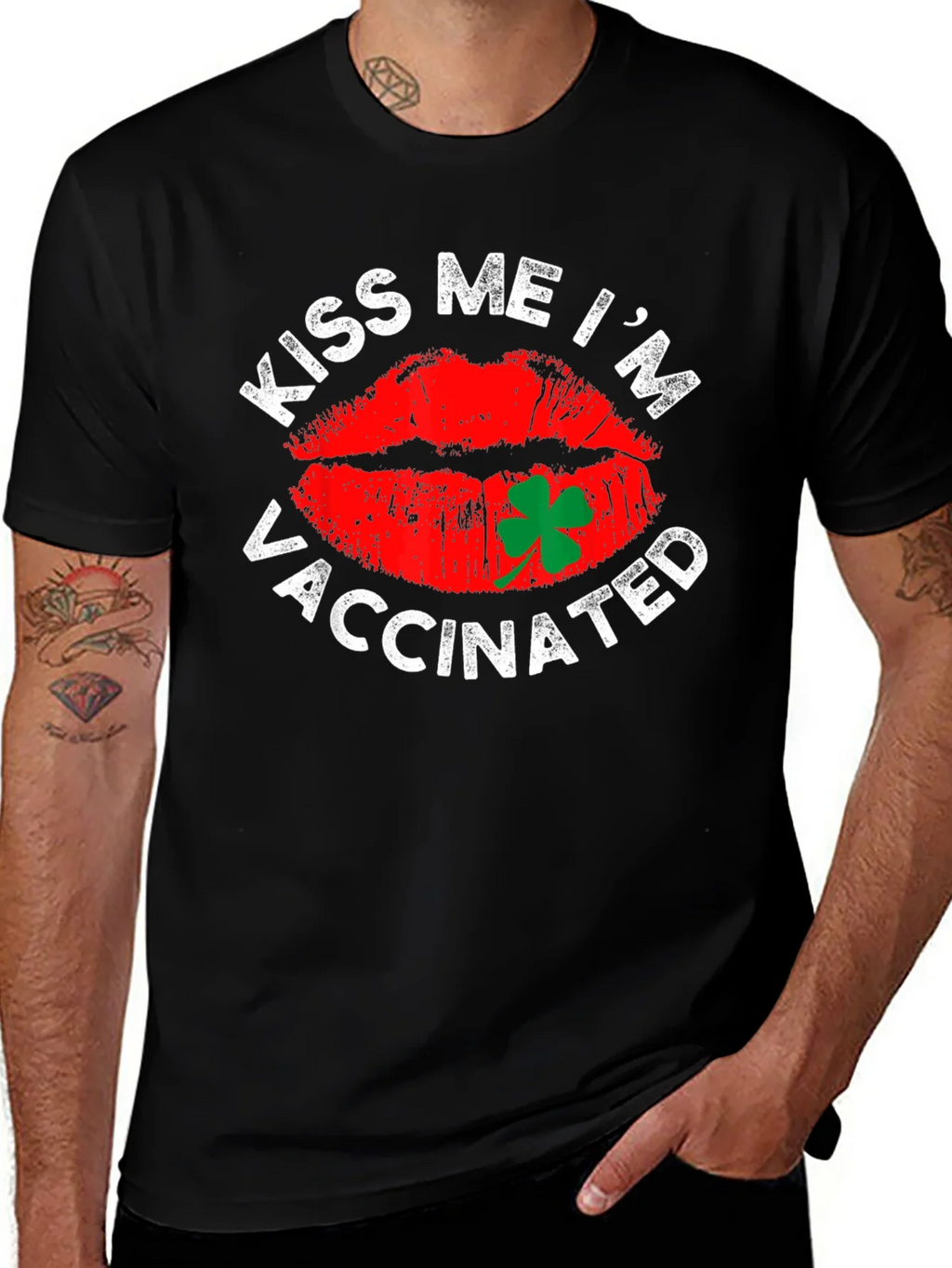 Kiss Me Im Vaccinated T-Shirt St. Patricks Day product image 1