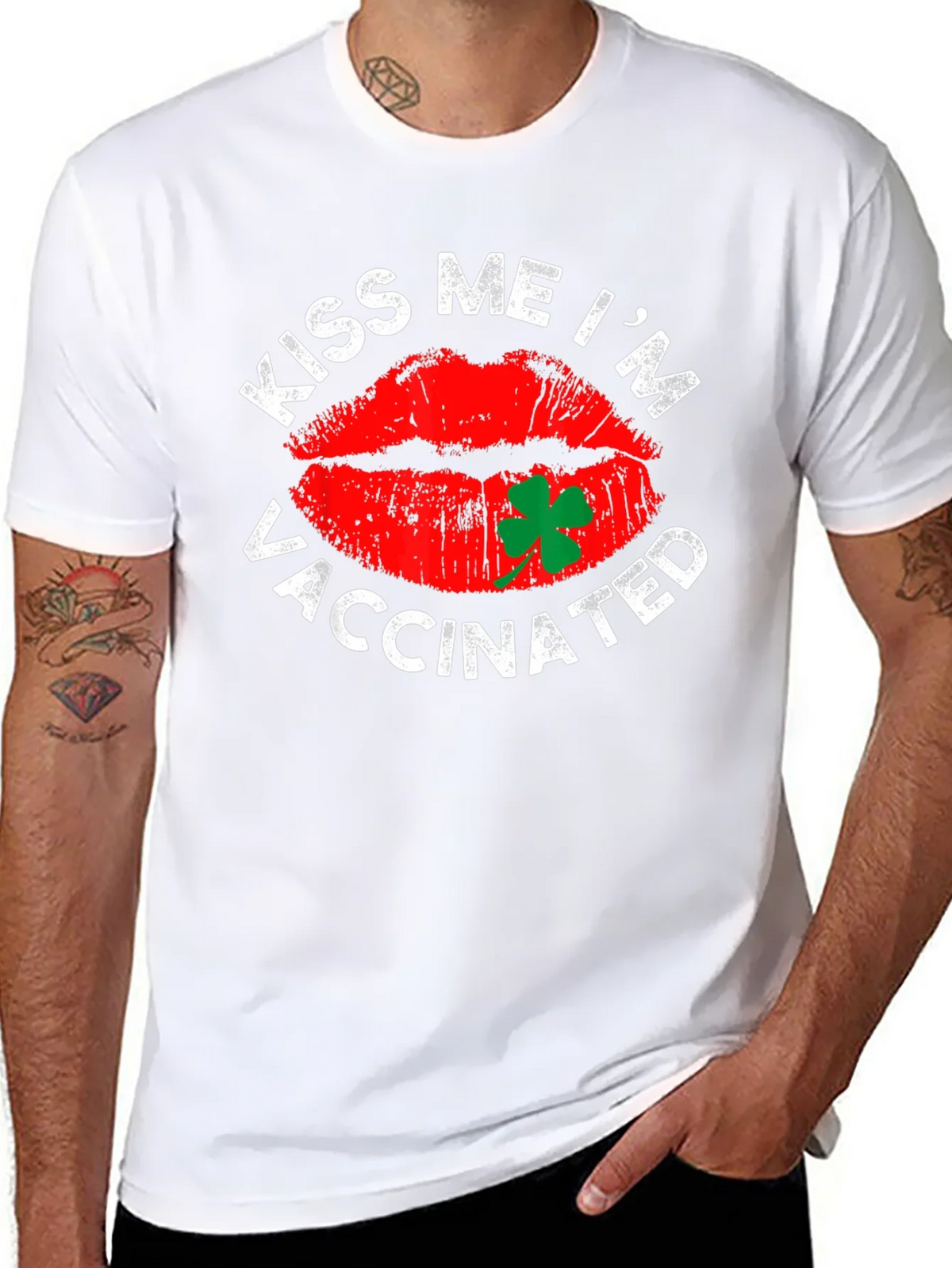 Kiss Me Im Vaccinated T-Shirt St. Patricks Day product image 7