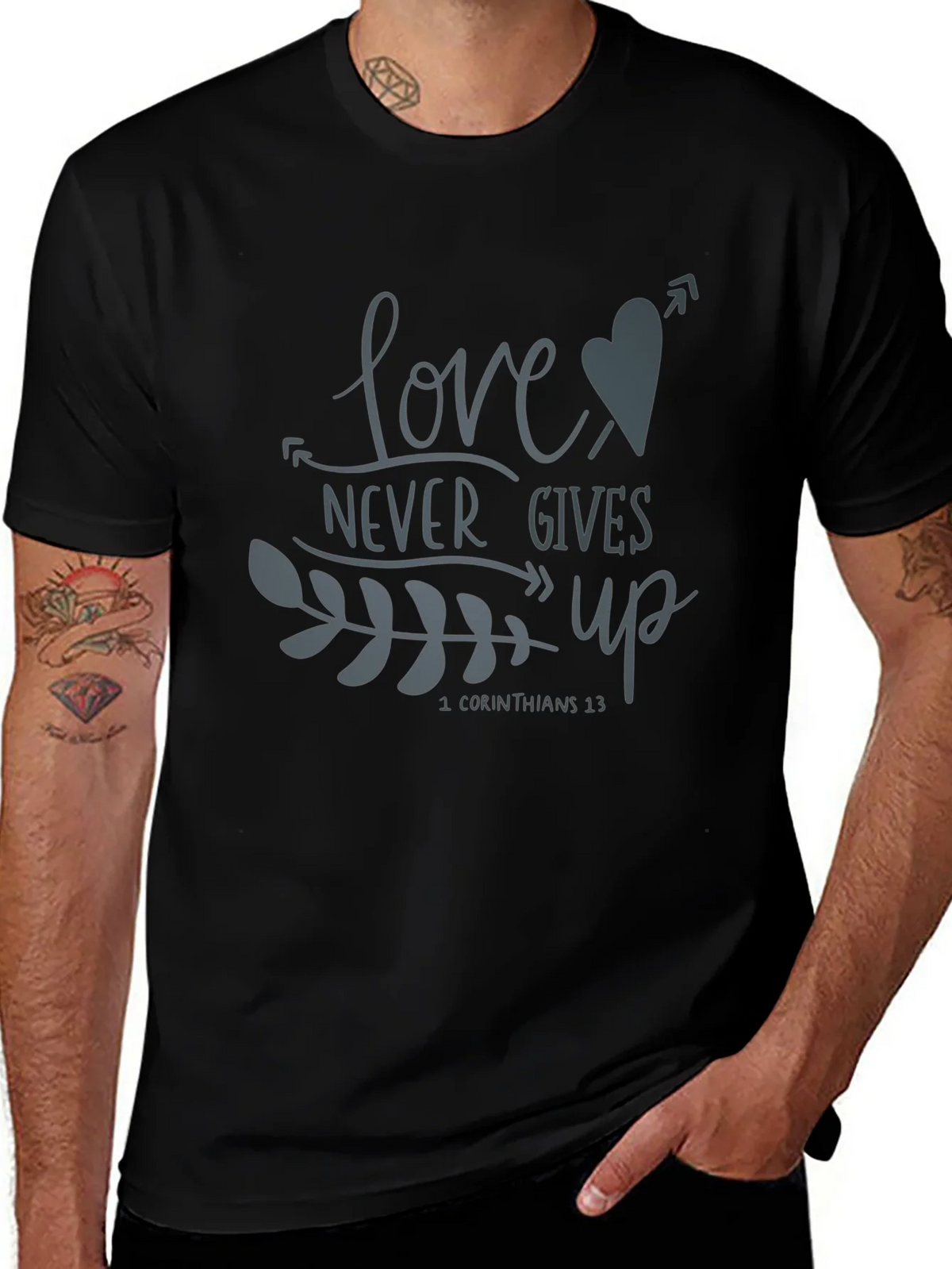 Love Never Gives Up Graphic Tee product image 1