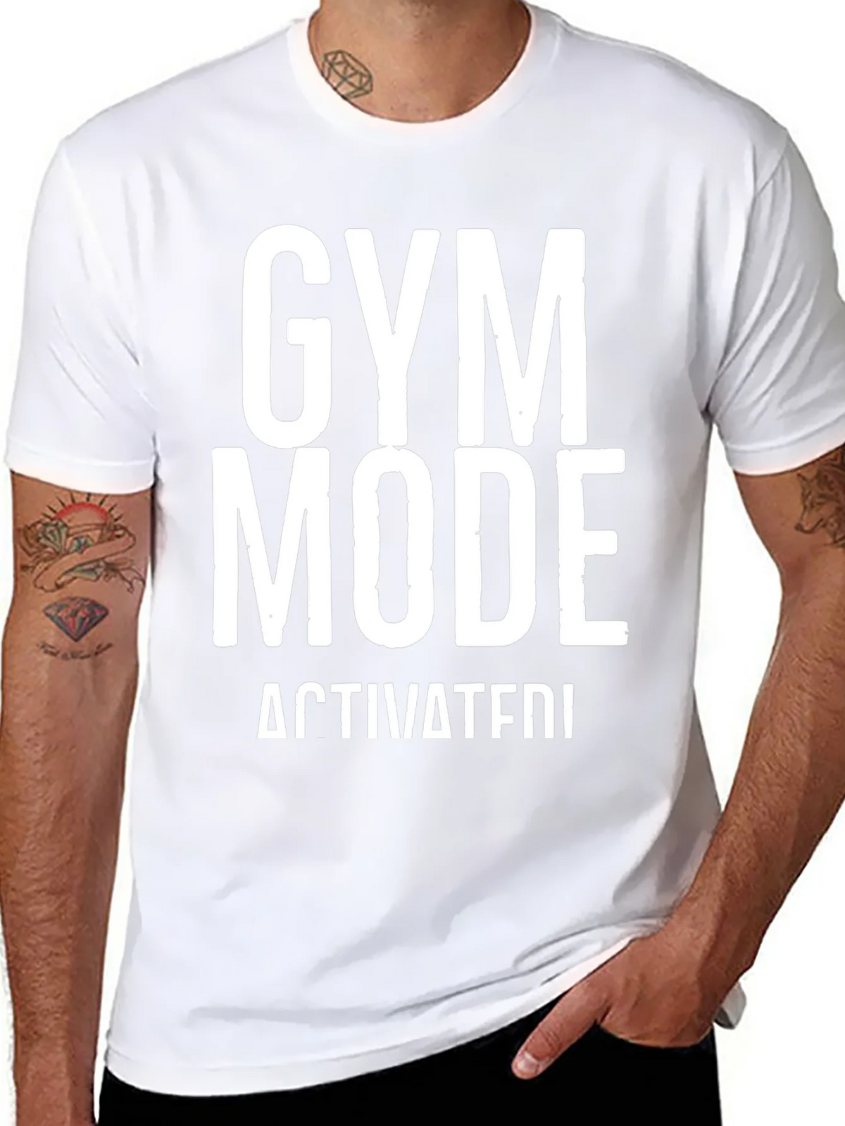 Gym Mode Activated Black Graphic T-Shirt product image 4