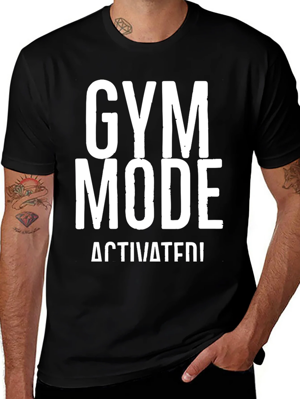 Gym Mode Activated Black Graphic T-Shirt product image 1
