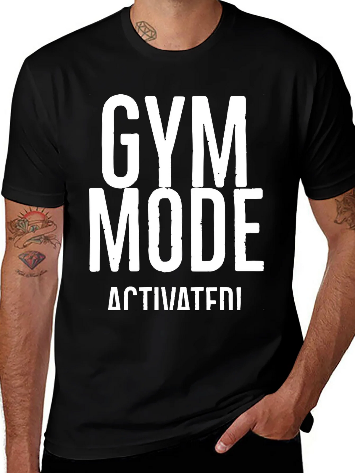 Gym Mode Activated Black Graphic T-Shirt product image 1