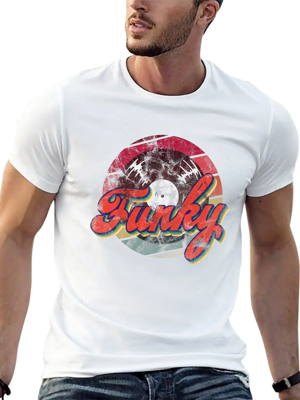 Funky Retro Vinyl Record Graphic Tee - Black product image 7