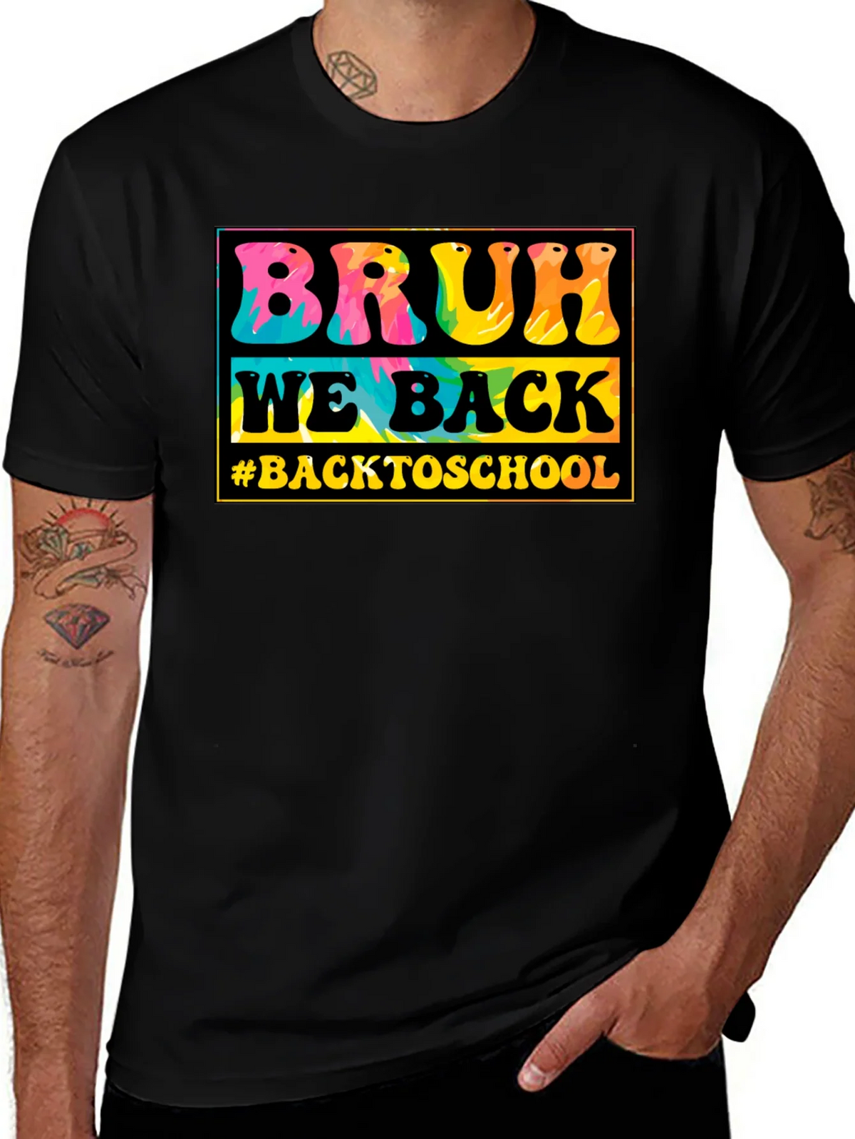 Bruh We Back to School Tie-Dye T-Shirt product image 1