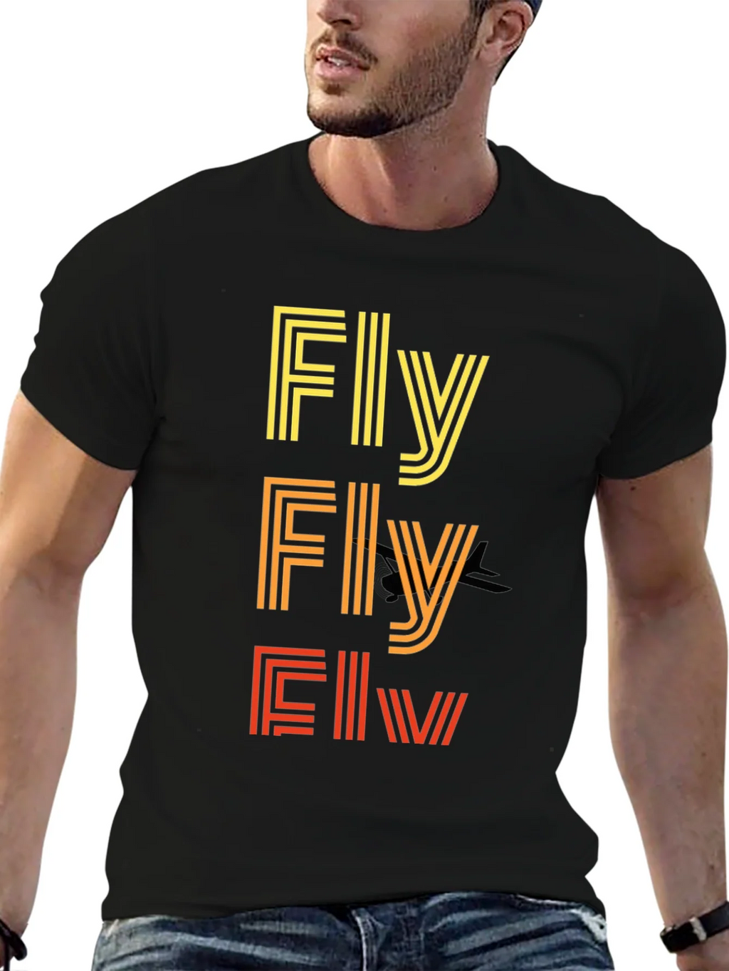 Retro Striped Fly Graphic T-Shirt product image 5