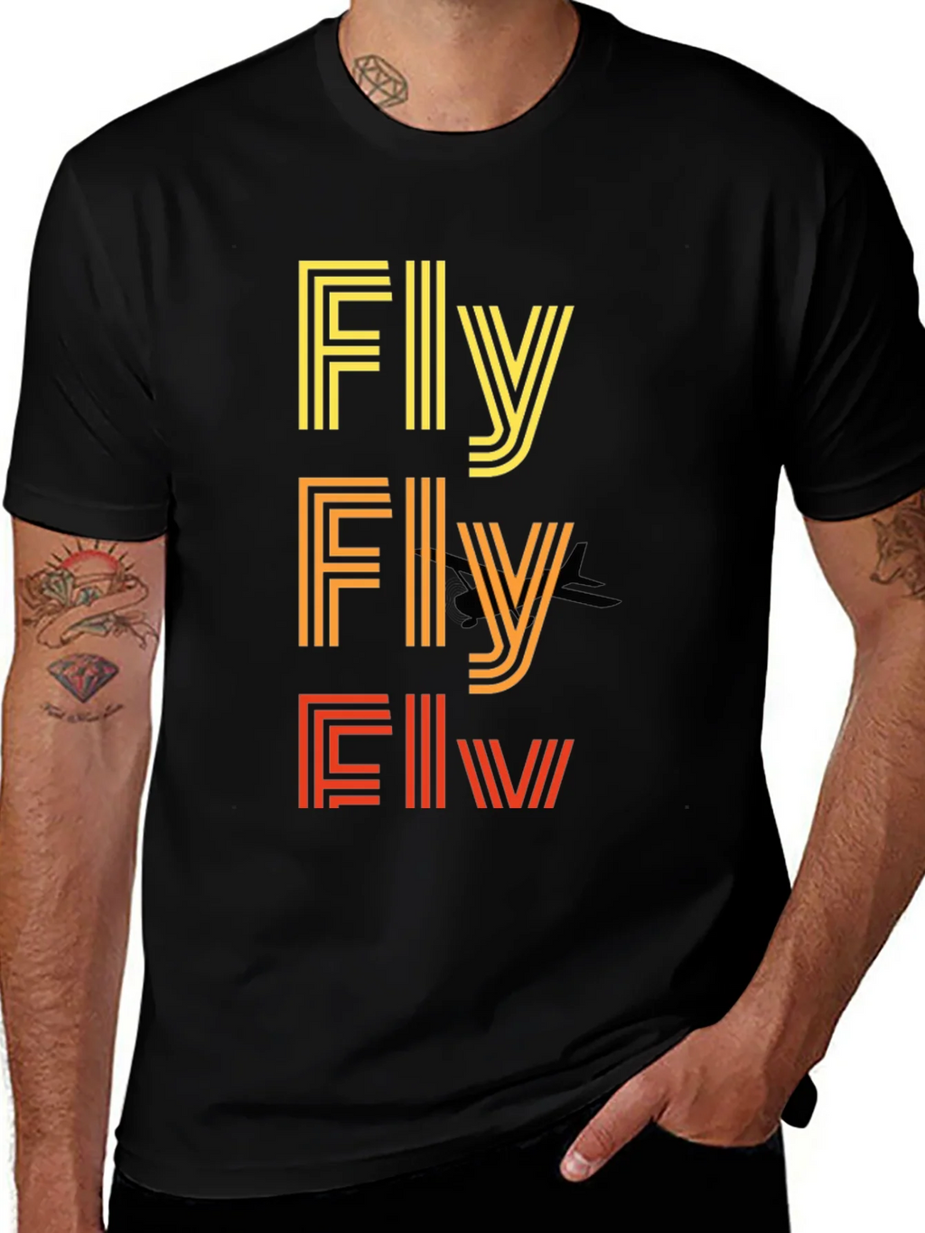 Retro Striped Fly Graphic T-Shirt product image 1