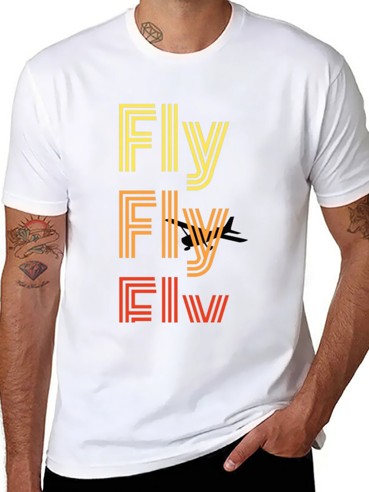 Retro Striped Fly Graphic T-Shirt product image 6