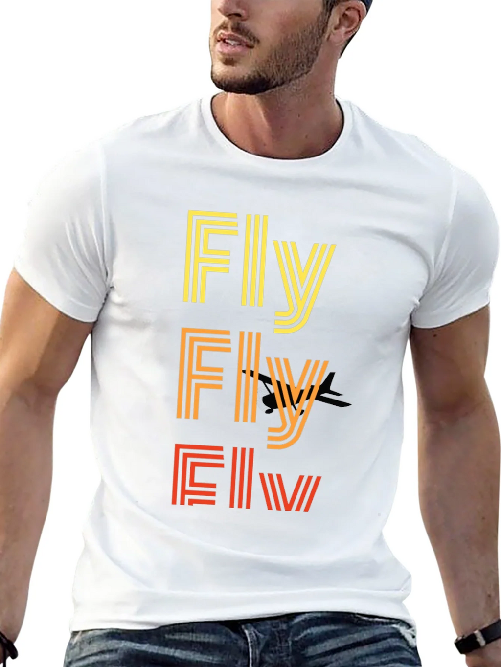 Retro Striped Fly Graphic T-Shirt product image 9