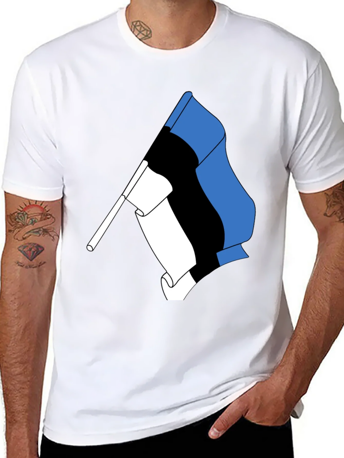 Estonian Flag Graphic Tee - Black Cotton T-Shirt product image 6