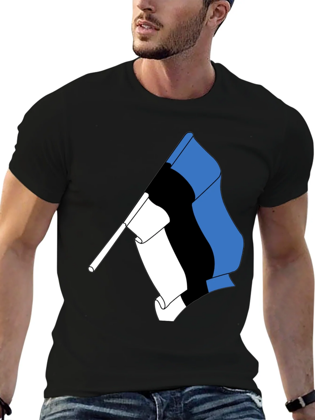 Estonian Flag Graphic Tee - Black Cotton T-Shirt product image 5