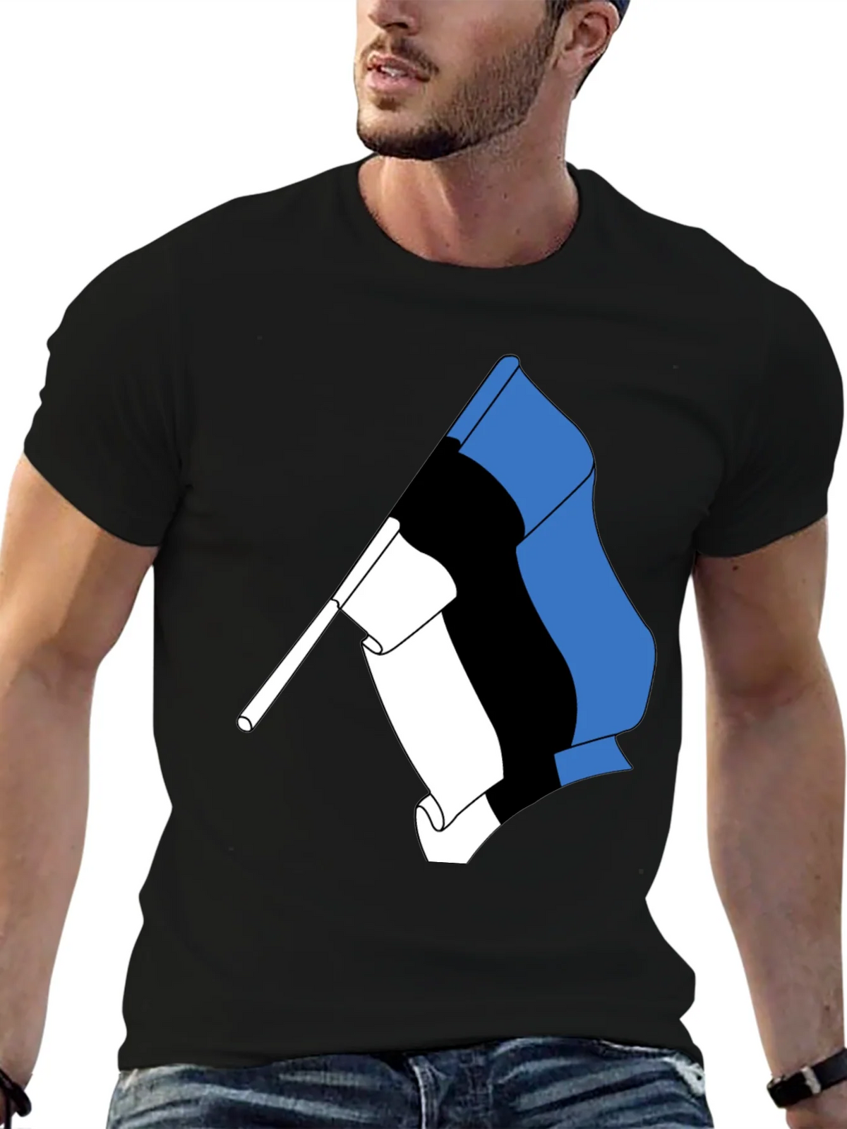 Estonian Flag Graphic Tee - Black Cotton T-Shirt product image 5