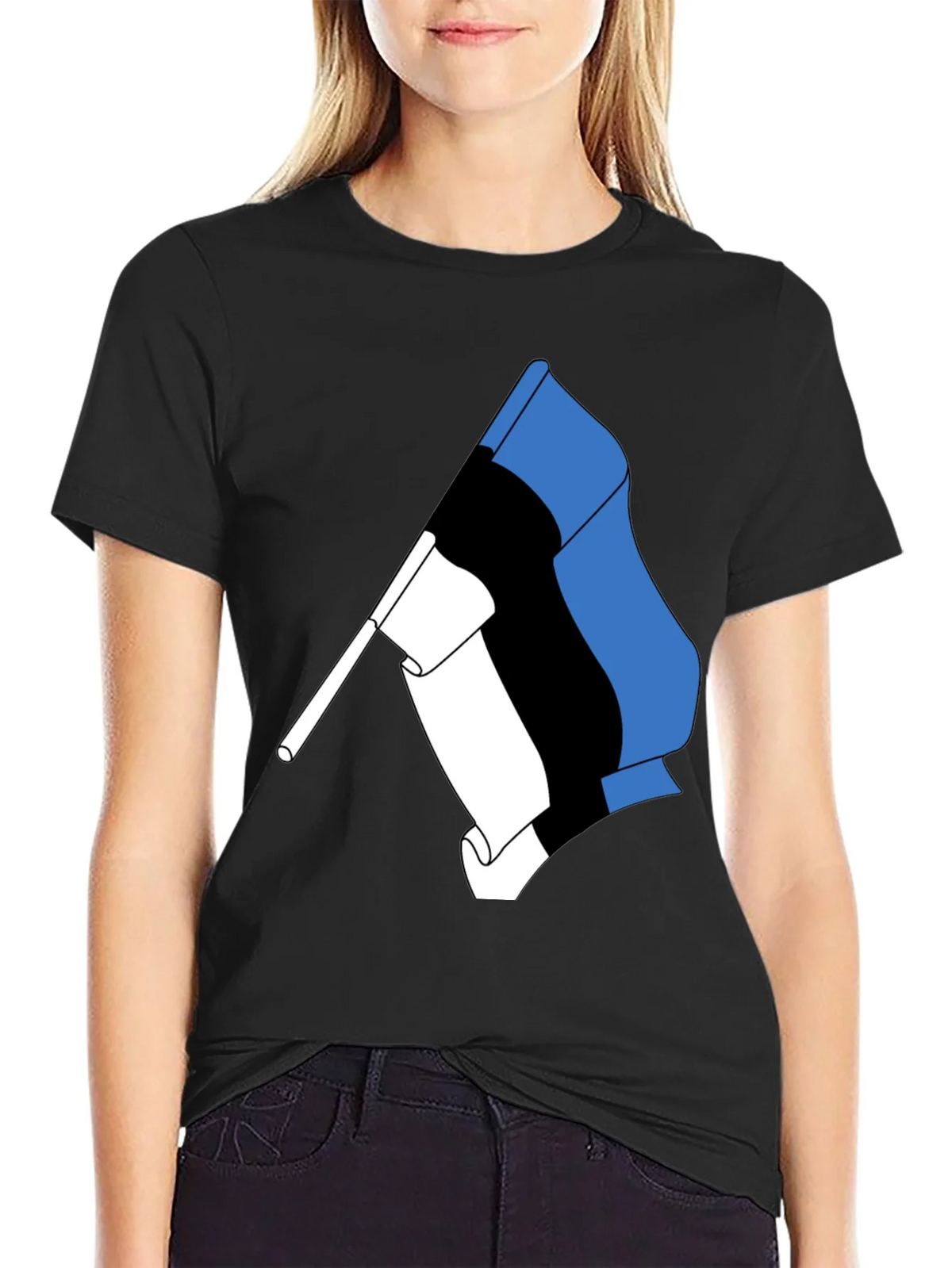 Estonian Flag Graphic Tee - Black Cotton T-Shirt product image 2