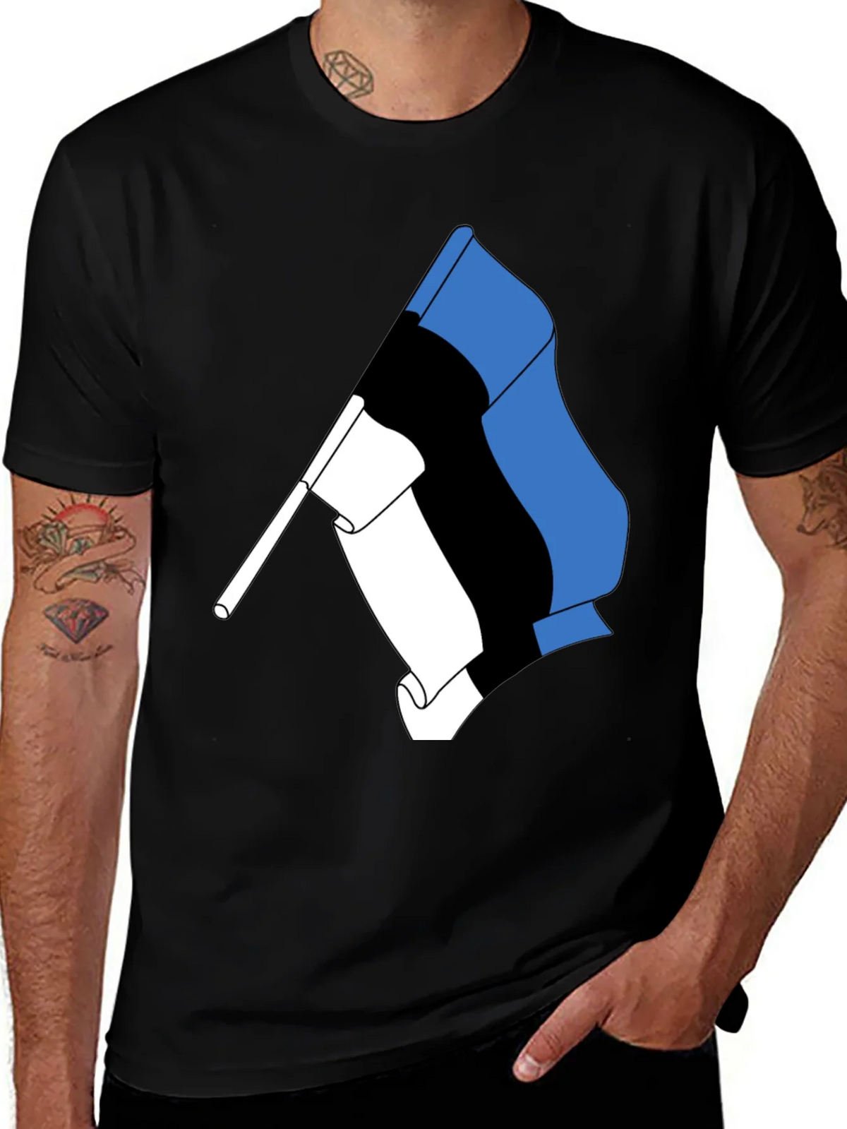 Estonian Flag Graphic Tee - Black Cotton T-Shirt product image 1