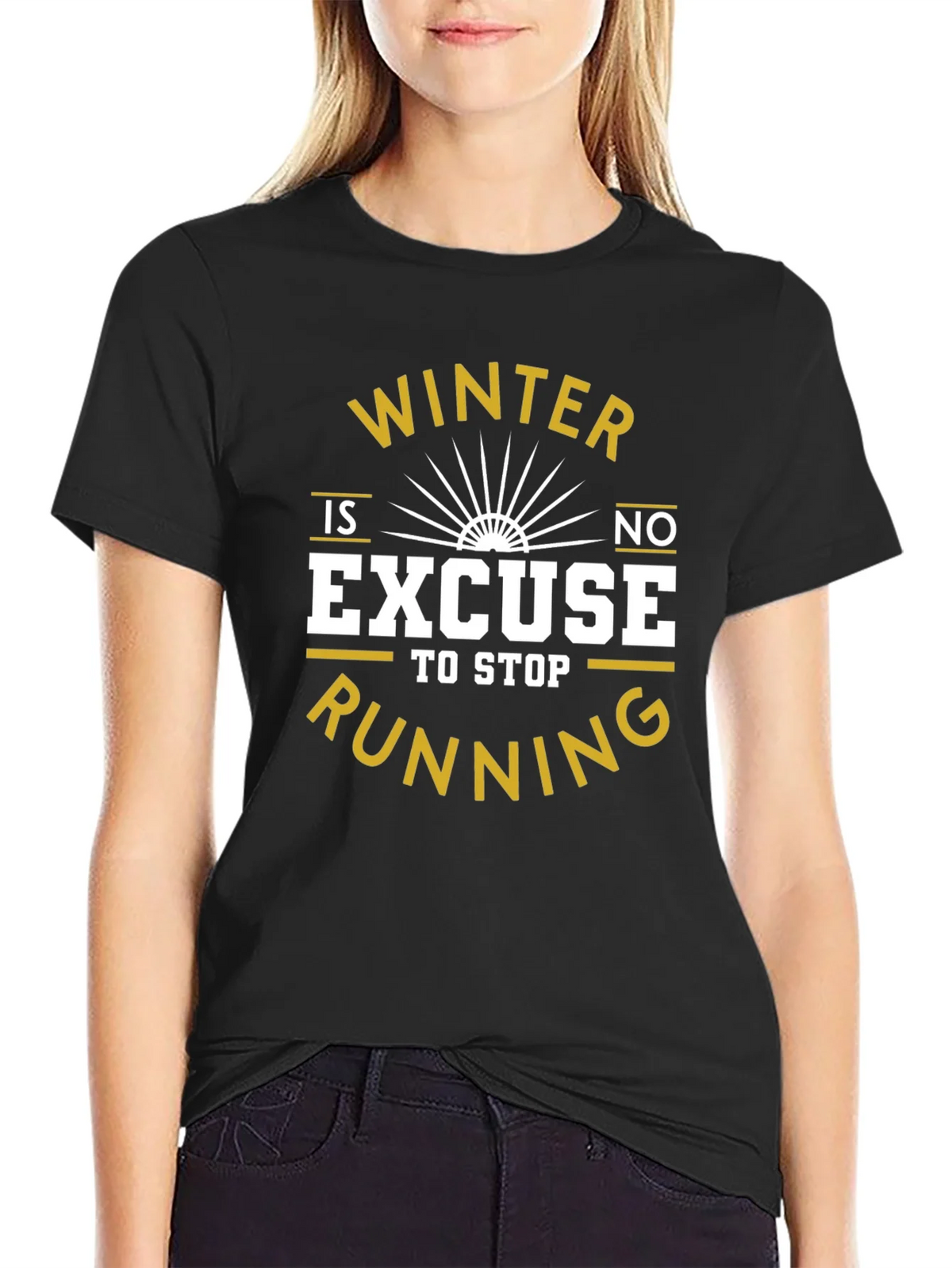 Winter Running Motivation T-Shirt - No Excuses! product image 1