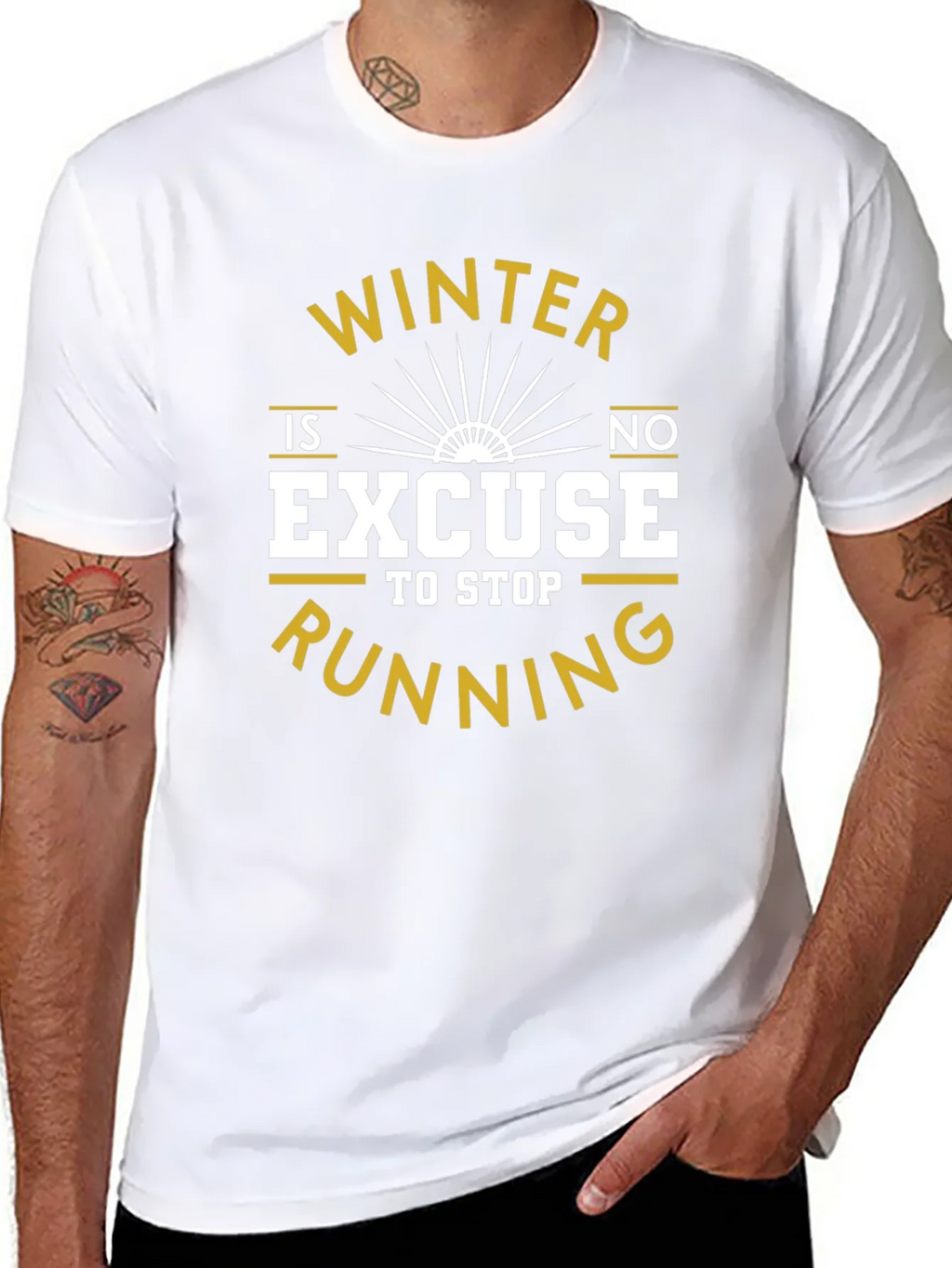 Winter Running Motivation T-Shirt - No Excuses! product image 5