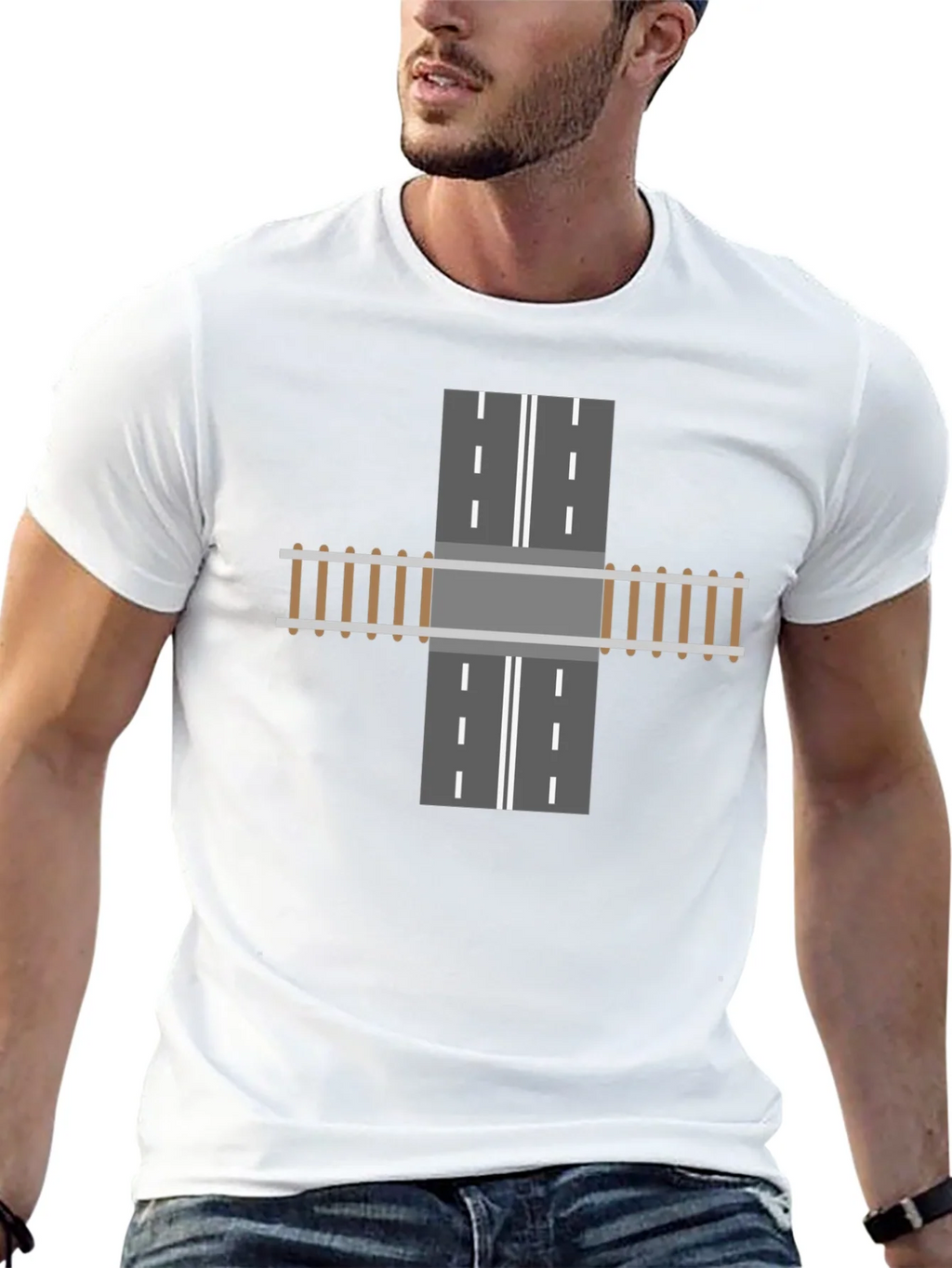 Train Track Road Intersection Graphic T-Shirt product image 12