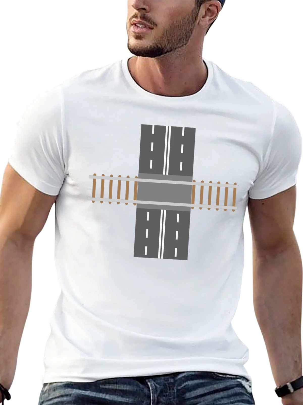 Train Track Road Intersection Graphic T-Shirt product image 12