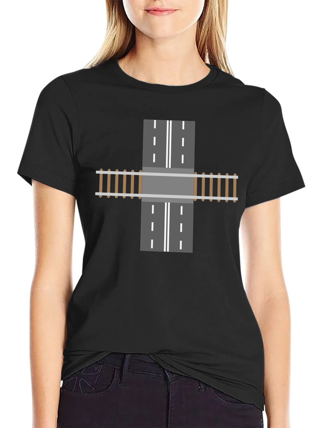 Train Track Road Intersection Graphic T-Shirt product image 2
