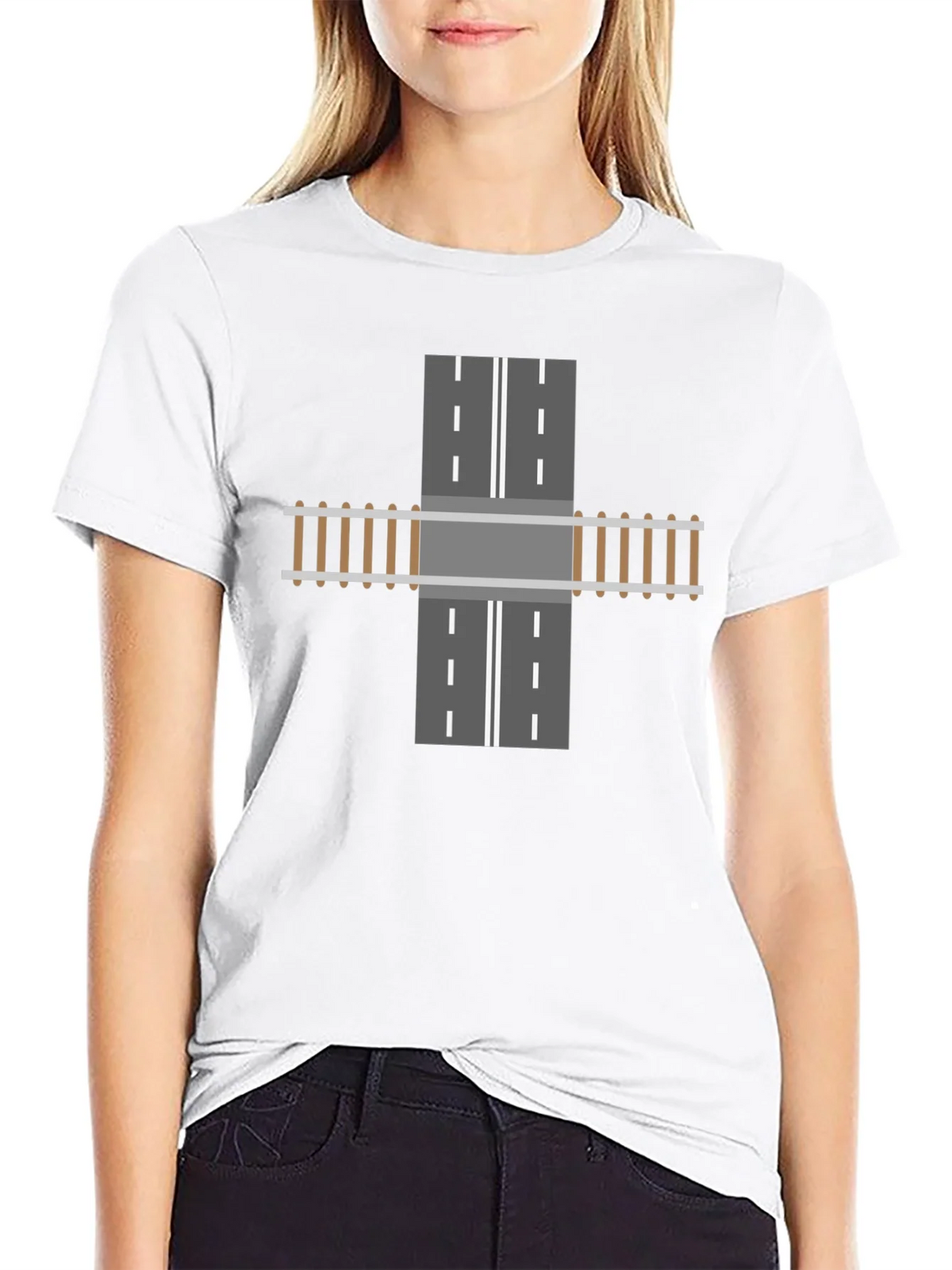 Train Track Road Intersection Graphic T-Shirt product image 8