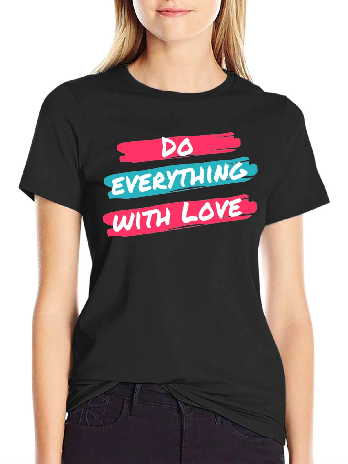 Inspirational Do Everything With Love Black Graphic Tee product image 2