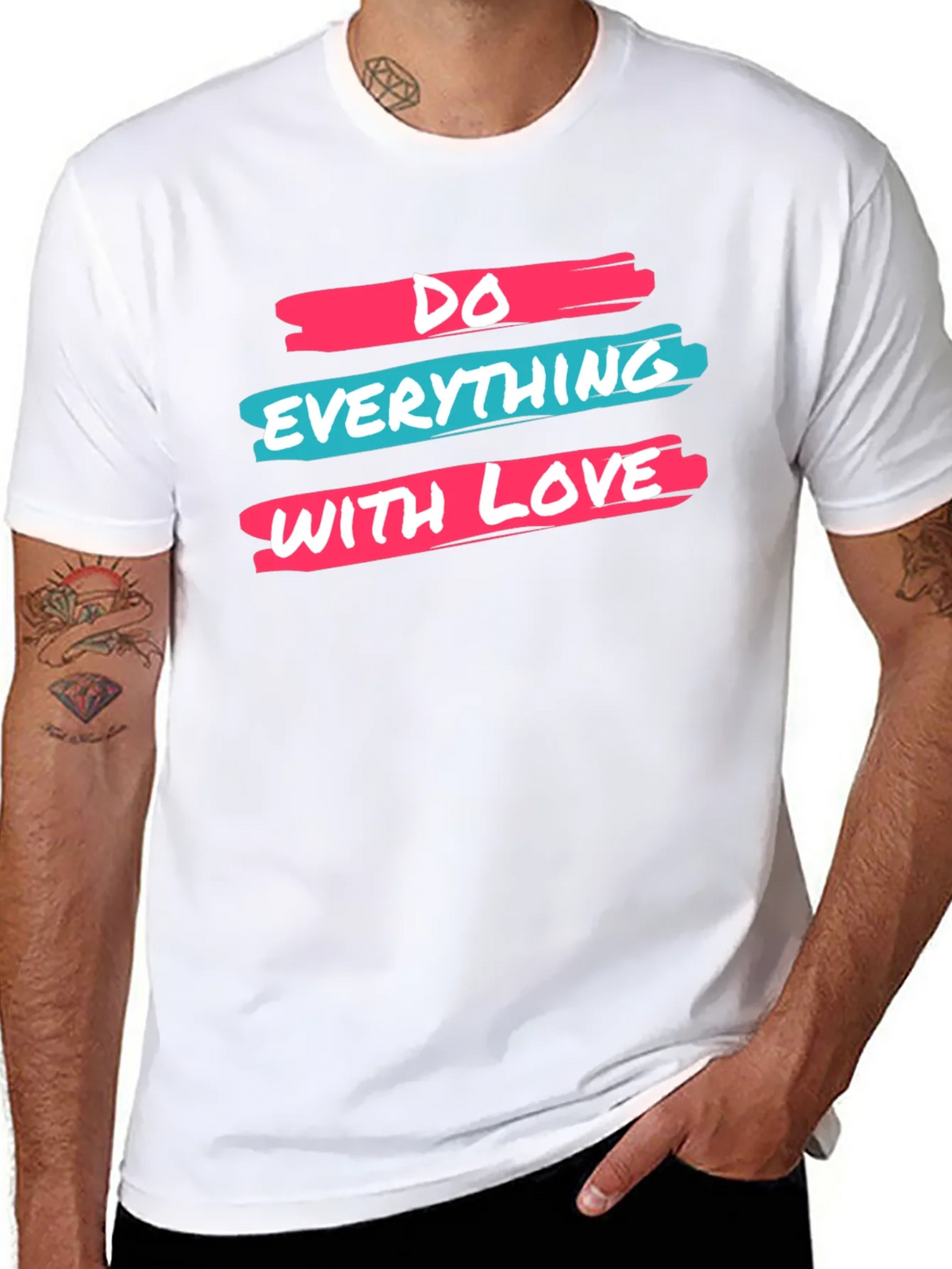 Inspirational Do Everything With Love Black Graphic Tee product image 7