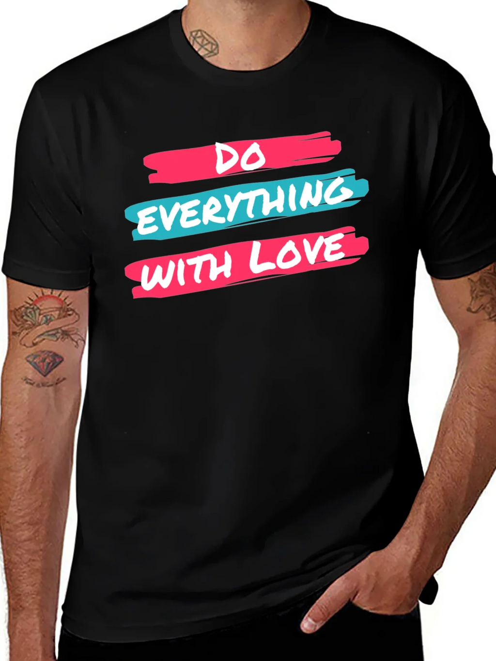Inspirational Do Everything With Love Black Graphic Tee product image 1