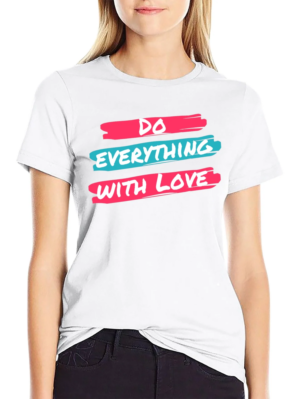 Inspirational Do Everything With Love Black Graphic Tee product image 8